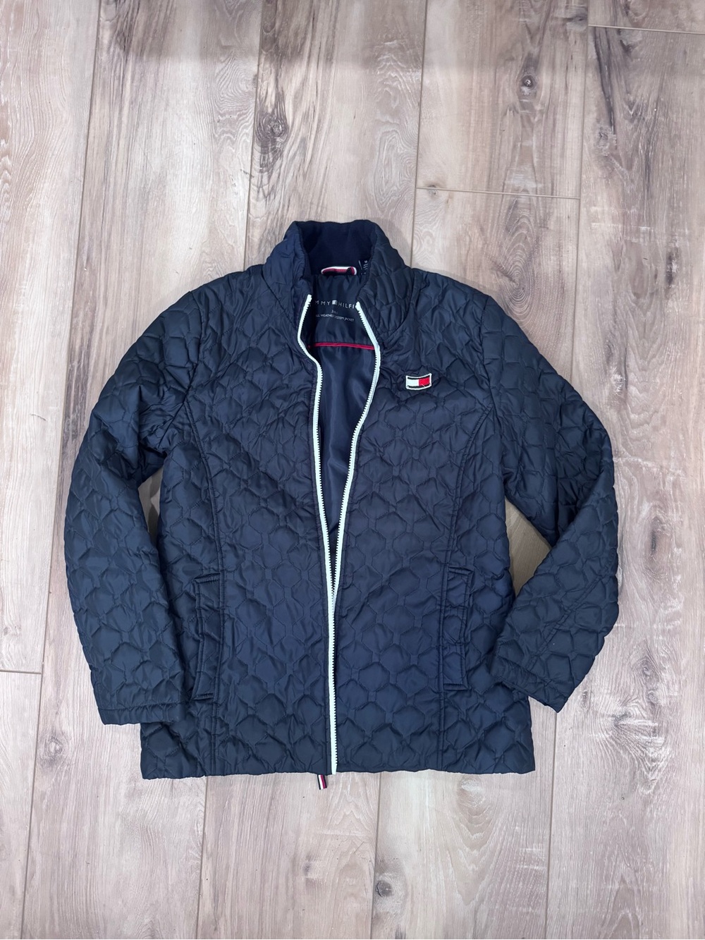 Tommy Hilfiger Navy Quilted Puffer Jacket with Contrast Trim